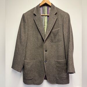 Etro Briseide Blazer Neutral Taupe Tan Brown Size L Angora Cashmere Lana
